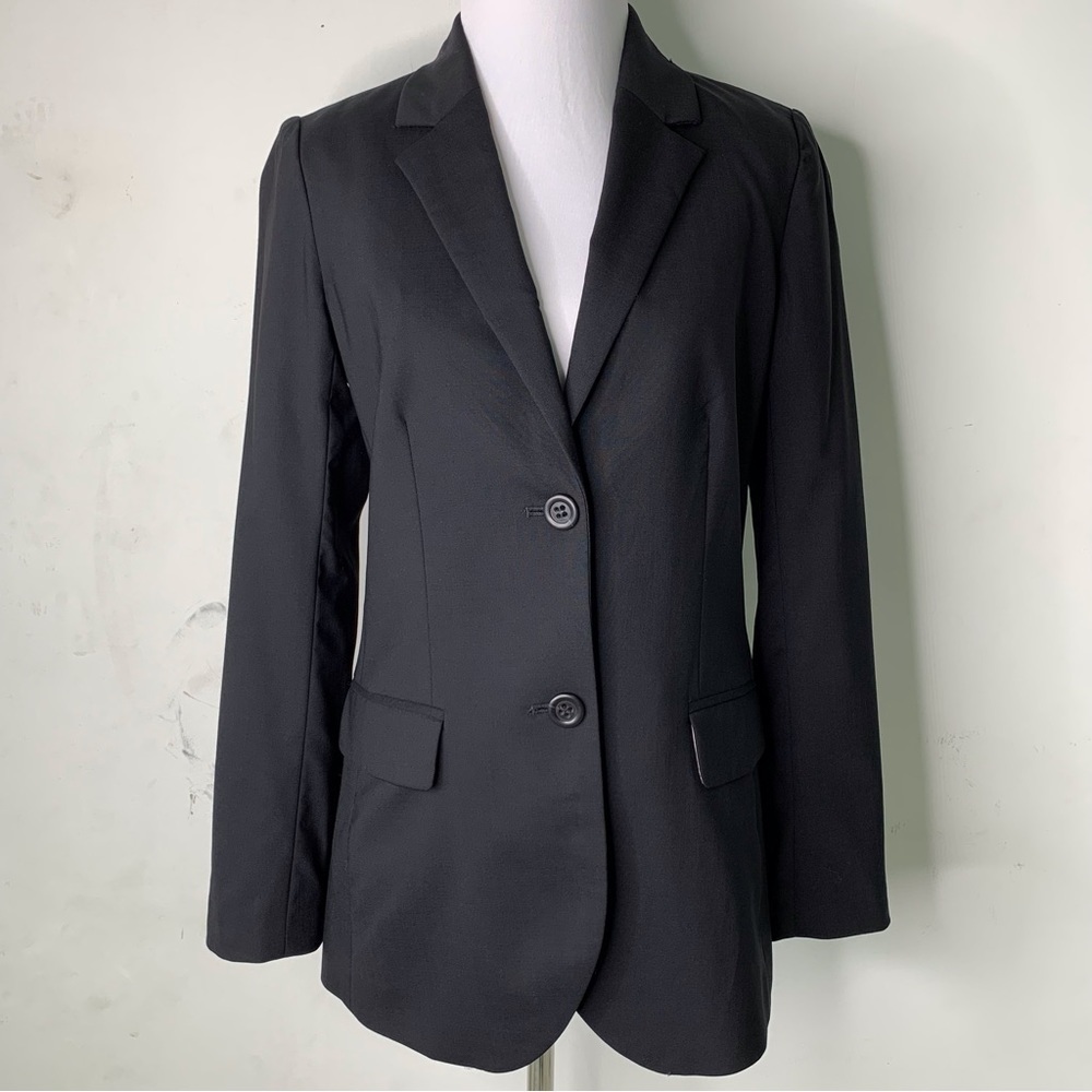 J. Crew Women's Long Boyfriend Oversized Two Button Black Blazer Jacket Size 0
